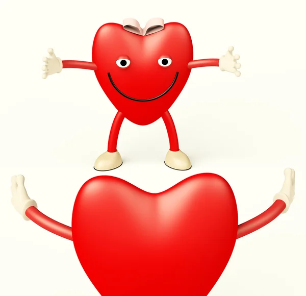Heart Cartoon Showing Love And Romance For Valentines — Stock Photo, Image