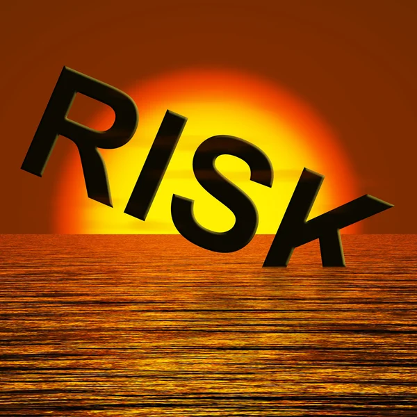 Risk Word Sinking In The Sea Showing Uncertainty — Stock Photo, Image