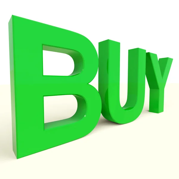 买中绿色的单词作为标志为商务和采购 — 图库照片