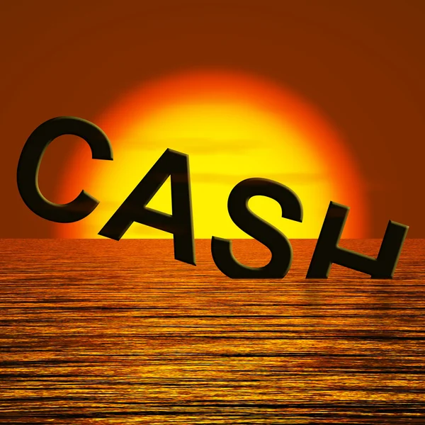 Cash Sinking And Sunset Showing Depression Recession And Economi — Stock Photo, Image