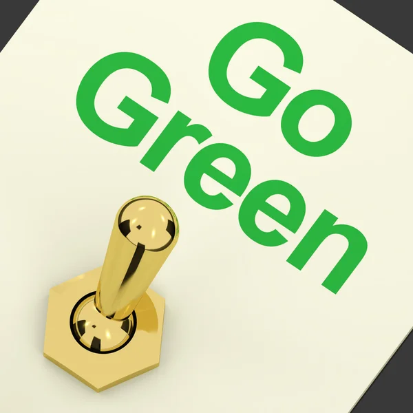 Jdi zelená přepínač ukazující recyklace a eco friendly — Stock fotografie