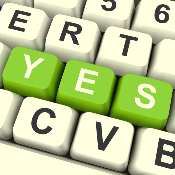 Yes Computer Keys Showing Approval And Support — Stock Photo, Image