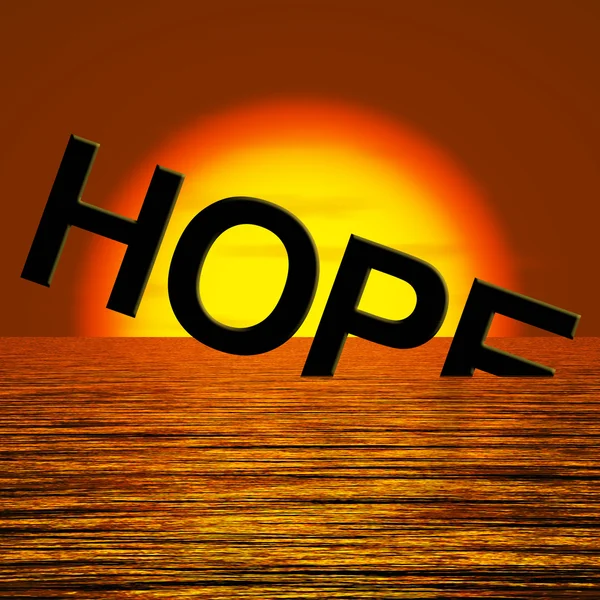 Umutsuzluk gösterilen denizde batan umut sözcüğü — Stok fotoğraf