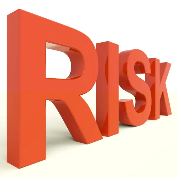 Palabra de riesgo en rojo mostrando peligro e incertidumbre —  Fotos de Stock