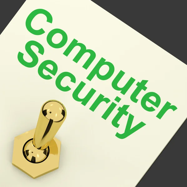 Διακόπτης ασφαλείας υπολογιστή δείχνει lap-top interet ασφάλεια — Φωτογραφία Αρχείου