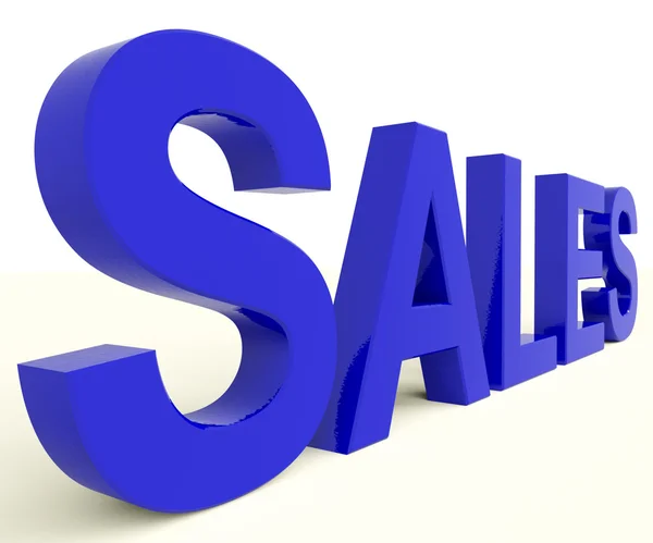 Palabra de venta en azul que representa negocio y comercio —  Fotos de Stock