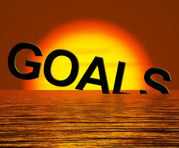Goals Word Sinking Showing Problem Reaching The Goal — Stock Photo, Image