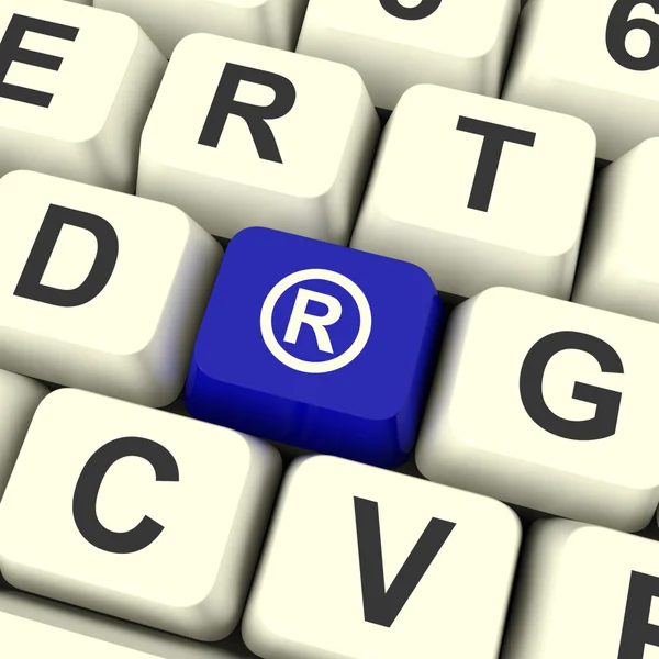 Registered Computer Blue Key Showing Patent Or Trademark — Stock Photo, Image