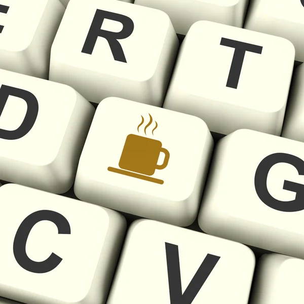 Kávu Hrnek ikona počítače klíč jako symbol pro přestávku — Stock fotografie