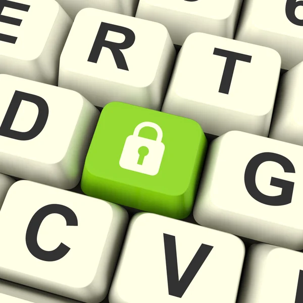 Vorhängeschloss-Symbol Computerschlüssel zeigt Sicherheit und Schutz — Stockfoto