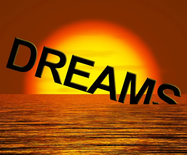 Dreams Word Sinking Showing Broken Or Unreachable Dream — Stock Photo, Image