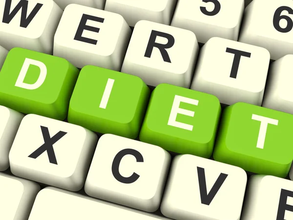 Teclas de la computadora de la dieta que muestran la información y la recomendación de la dieta — Foto de Stock