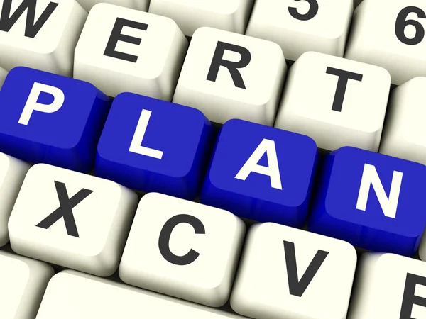 Plan Computer Keys As Symbol for Mission And Goals — Stock Photo, Image