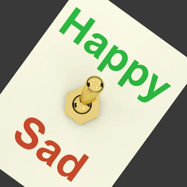 Interruptor triste feliz mostrando que a felicidade é importante — Fotografia de Stock
