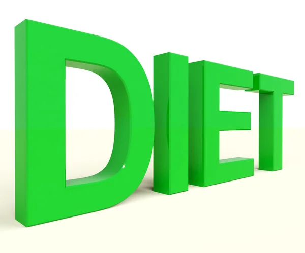 Palabra de dieta que muestra información y recomendaciones de la dieta —  Fotos de Stock