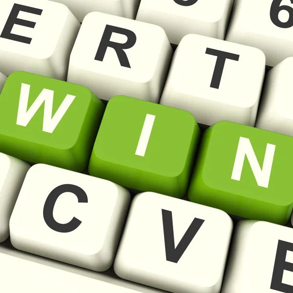 Win Computer Keys Representing Success And Victory — Stock Photo, Image