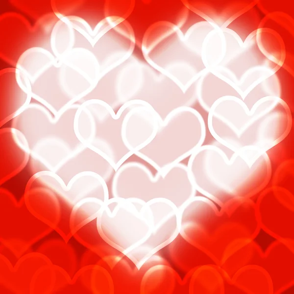 心与红色散景背景显示爱浪漫和瓦伦蒂 — 图库照片