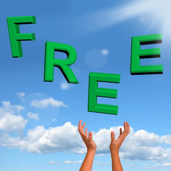Free Word Falling In Green Showing Freebies and Promotions — Stock Photo, Image