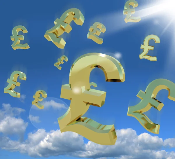 Pfundzeichen am Himmel als Zeichen des Geldes — Stockfoto