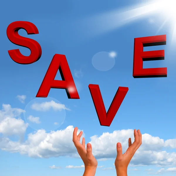 Catching Save Word As Symbol For Discounts Or Promotion — Stock Photo, Image