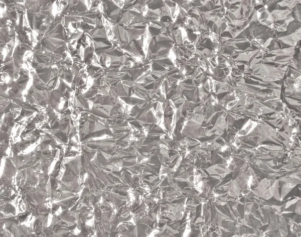 Silver aluminium crumpled foil texture — Stock Photo, Image