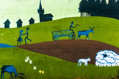 Rural life on wall clipart