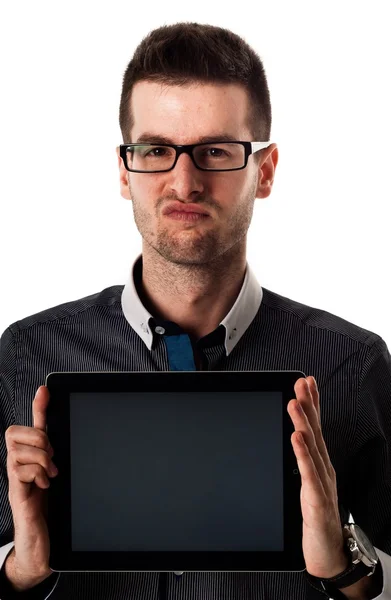 Schöner Mann mit Tablet-PC — Stockfoto