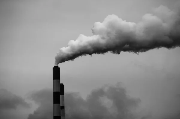 Big chimney with smoke — Stock Photo, Image