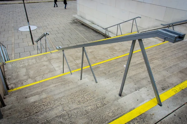 stock image Modern stairs with yellow line