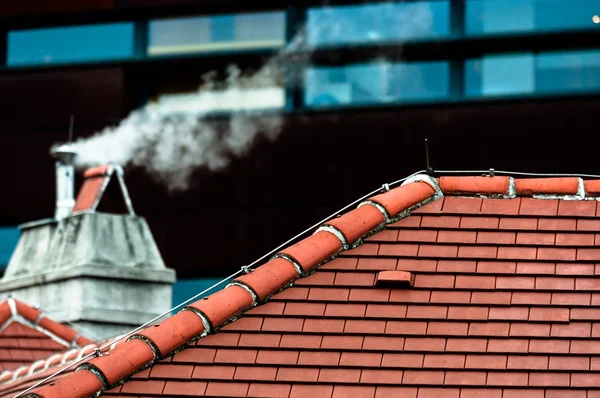 Small chimney with smoke — Stock Photo, Image