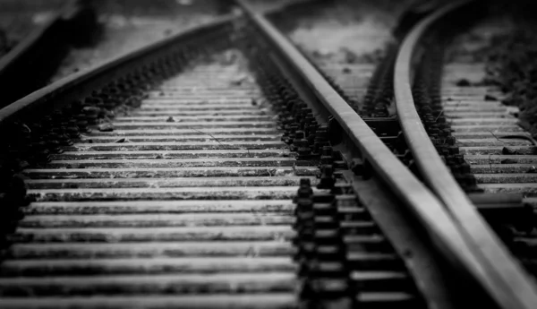 Donkere spoorweg close-up — Stockfoto