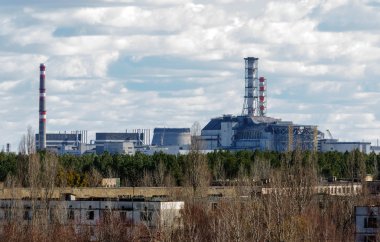 Chernobyl Nuclear Power Plant from afar, 2012 clipart