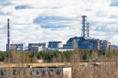 Chernobyl Nuclear Power Plant from afar, 2012 clipart