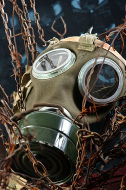 Apocalyptic gasmask in the bond of eternal darkness clipart