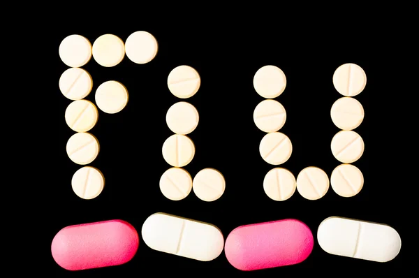 Flu sign made out of pills — Stock Photo, Image