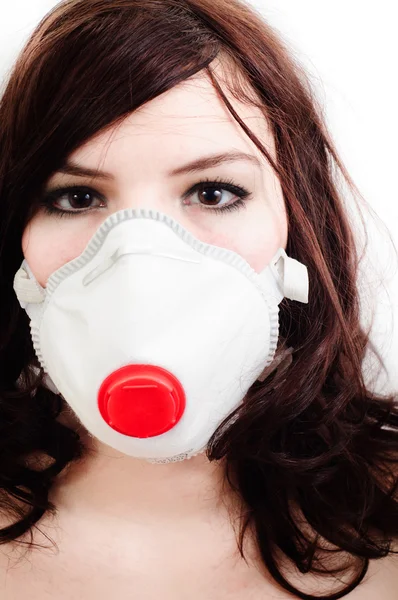 White protective mask on young patient — Stock Photo, Image