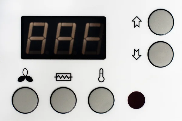 Nahaufnahme eines Thermostats mit großen Tasten und Display — Stockfoto