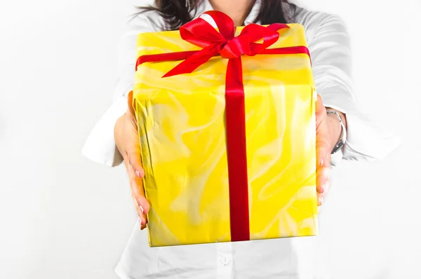 Giving a present this Christmas — Stock Photo, Image
