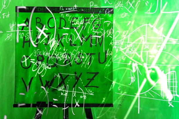 Formulas on green chalk board — Stock Photo, Image