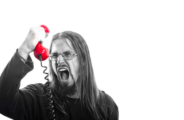 Irritado homem com telefone — Fotografia de Stock
