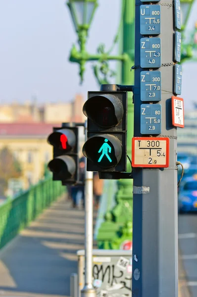 Lâmpada para pedestres na cidade — Fotografia de Stock