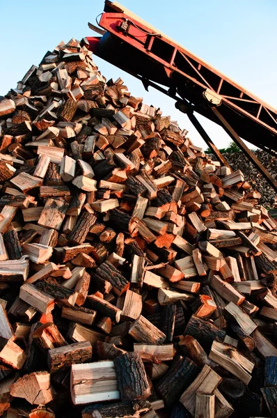 Grande pile de bois de chauffage haché — Photo