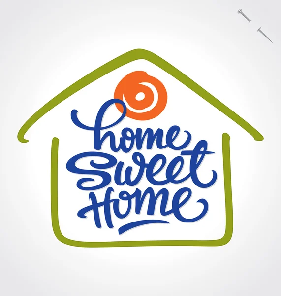 'Home sweet home' el yazısı (vektör) — Stok Vektör