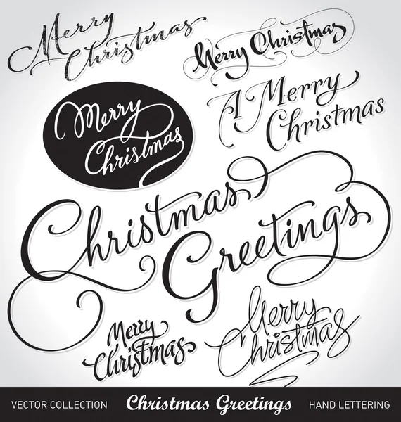 Natal cumprimentos mão lettering conjunto (vetor ) — Vetor de Stock