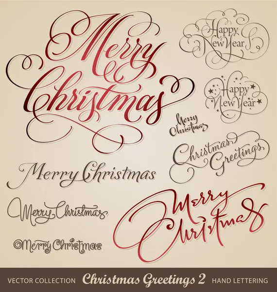 Natal cumprimentos mão lettering conjunto (vetor ) —  Vetores de Stock