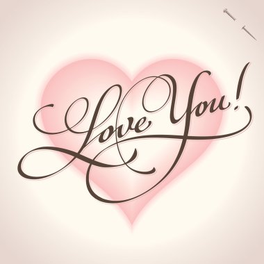 'Love you' hand lettering (vector) clipart