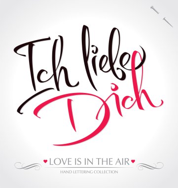 'ich liebe dich' hand lettering (vector) clipart