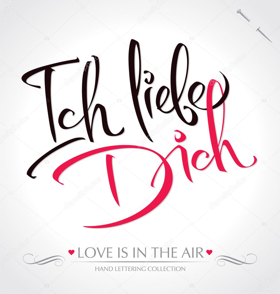 'ich liebe dich' hand lettering (vector)