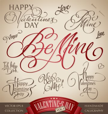 Valentine's hand lettering set (vector) clipart