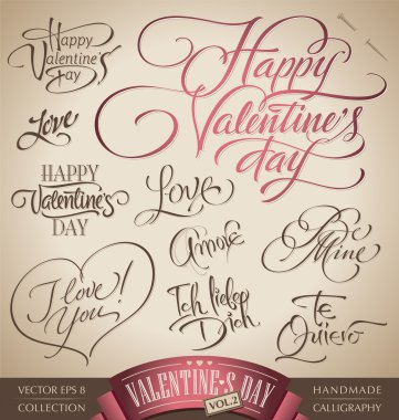 Valentine's hand lettering set (vector) clipart